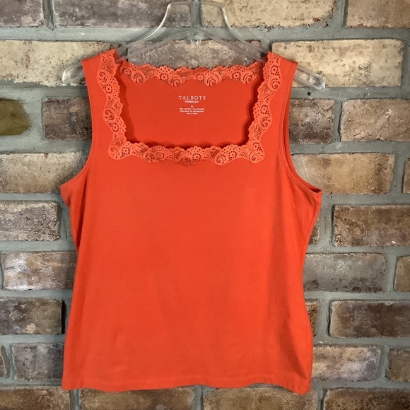 TALBOTS Orange Lace-Trim Tank Top 63 - Picture 7 of 8